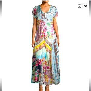 Johnny Was Multicolor Floral Maxi Dress with a Slip,  Size XL EUC
